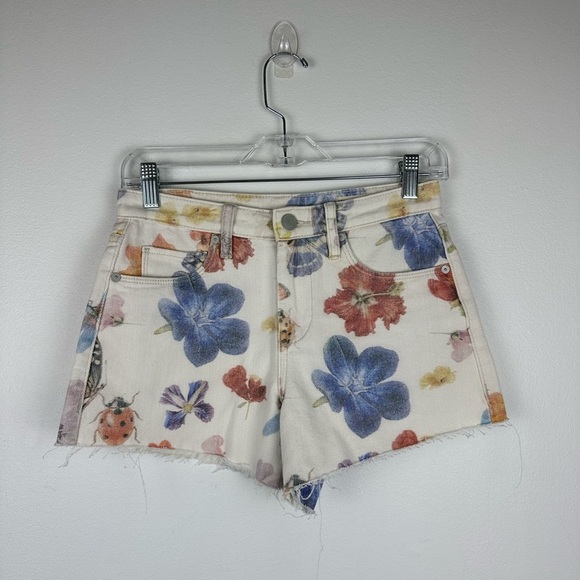 BLANKNYC Botanical Print The Barrow High Rise Cut Off Shorts Women’s Sz 24 - Picture 7 of 8